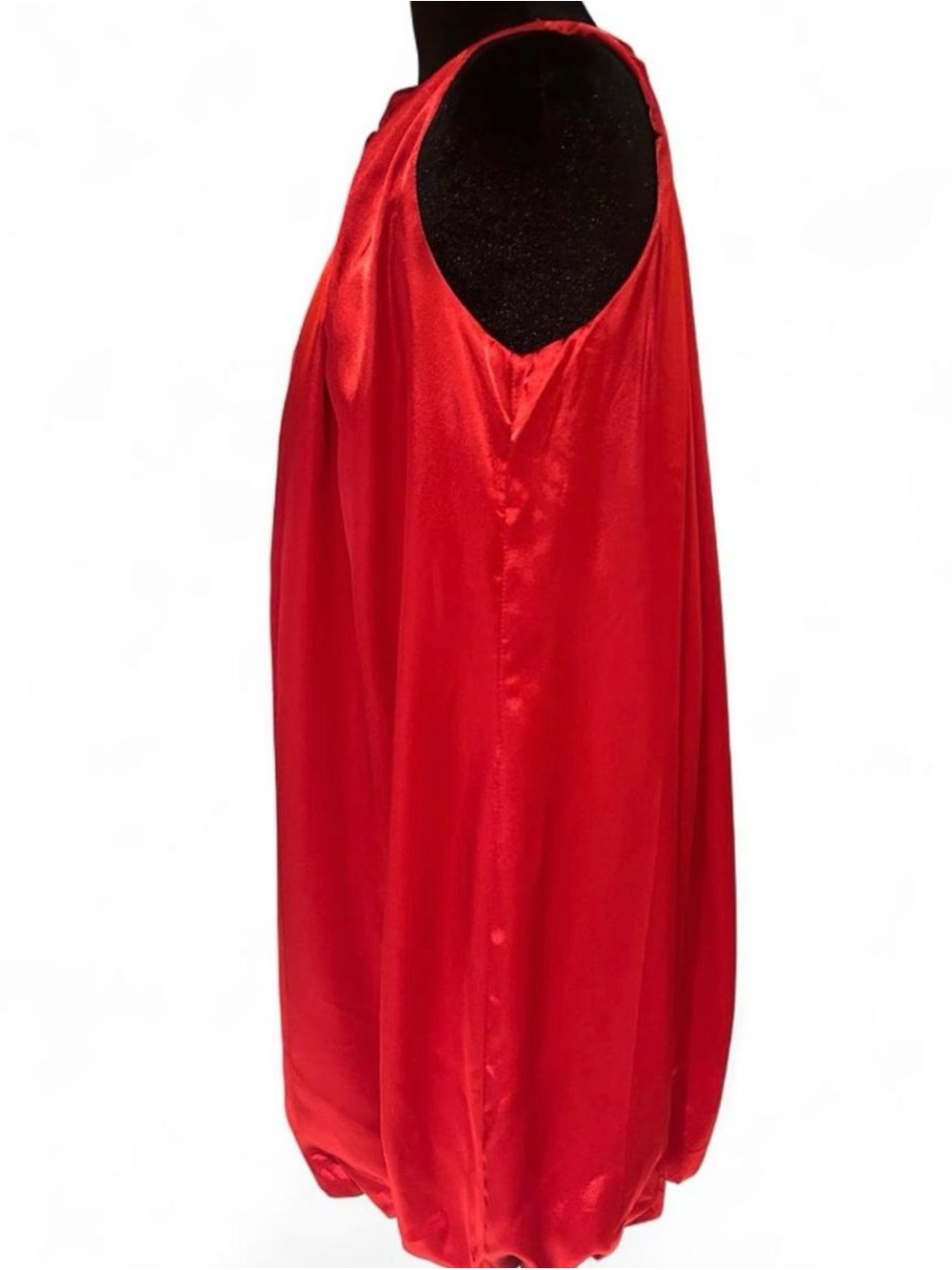 Y2K  Red Pleated bubble  Mini Dress with Rosette Shoulder - Picture 3 of 8